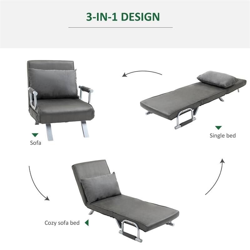 Single Person Folding 5 Position Convertible Sofa Bed Sleeper Chair