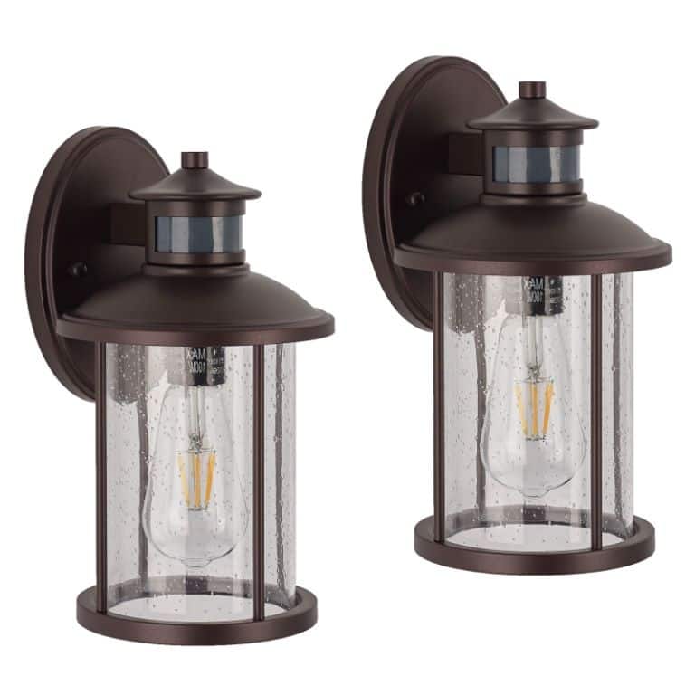 Savitar 11.5"H Motion Sensor Outdoor Wall Light with Seeded Glass - 2 Pack