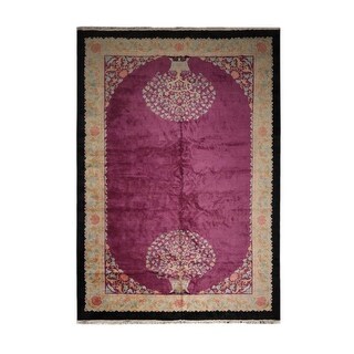 Hand Knotted Chinese Art Deco Plum Wool Traditional Area Rug (Palace ...