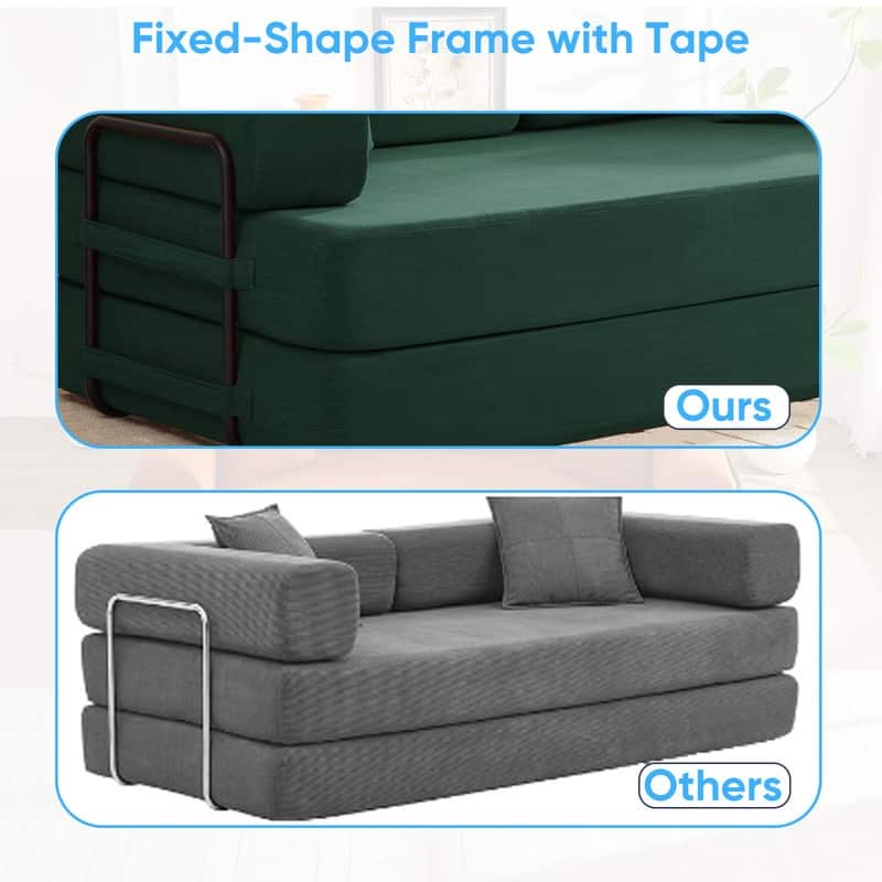 Mixoy Convertible Pull Out Sleeper Sofa Bed with Movable armrest,Folding Mattress Couch,Removable Washable Floor Sofa Bed