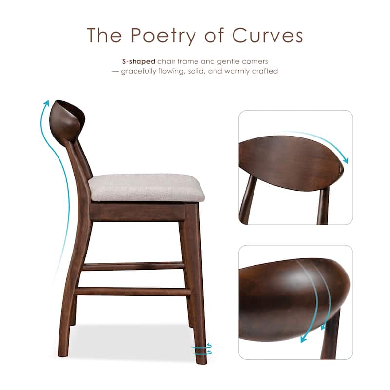 Furniture of America Abigail V Mid-century Modern Rich Walnut Handmade Rubberwood Counter Height Dining Chairs (Set of 2)