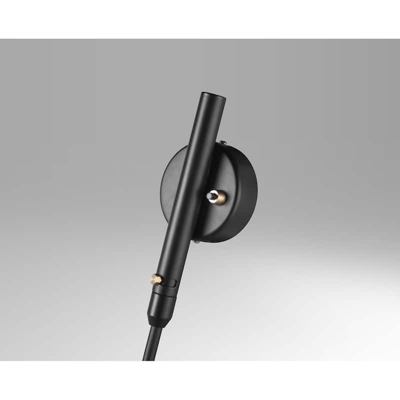 1-Light Matte Black Wall Sconce With A Black Aluminum Shade