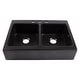 preview thumbnail 2 of 9, Parker Matte Black Fireclay 34" Double Bowl Quick-Fit Farmhouse Apron Front Drop-in Kitchen Sink and Drains