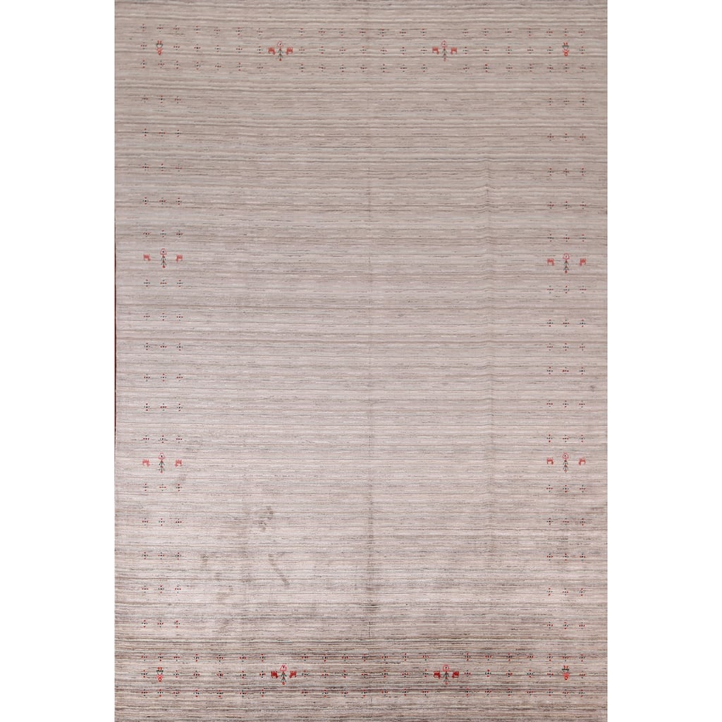Striped Gabbeh Indian Area Rug Handmade Wool Carpet - 9'0"x 11'8"