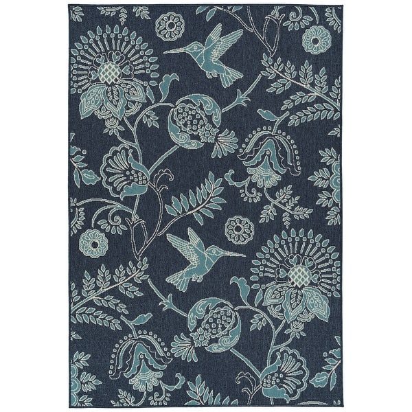 Kaleen Amalie 3 x 4 Navy Indoor/Outdoor Geometric Coastal Throw Rug Kaleen Amalie 3 x 4 Navy Indoor/Outdoor Geometric Coastal Throw Rug
