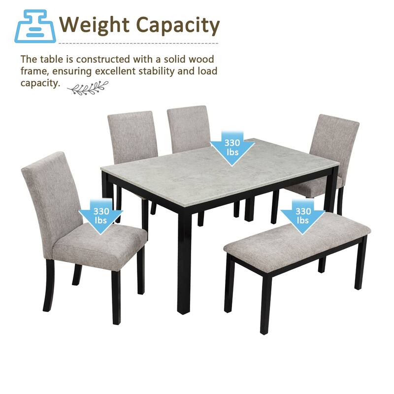 5-piece Wooden Dining Table Set with 4 Chairs, Dining Table Set for 4 People, Modern 4 Person Dining Table Set