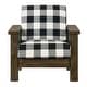 preview thumbnail 3 of 6, Jimo Rustic Oak Linen Fabric Padded Accent Chair by Furniture of America