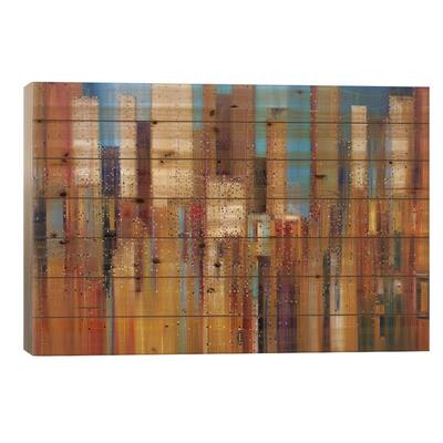 Urban Empire Print On Wood by Ekaterina Ermilkina - Multi-Color