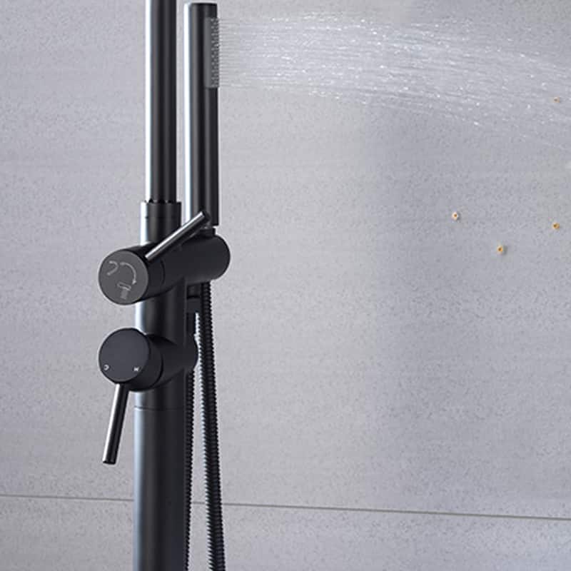 Floor Mount Bathtub Faucet Freestanding Tub Filler High Flow Shower Faucets with Handheld Shower