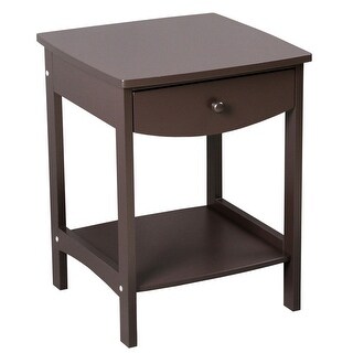 Modern Coffee Side Table Bedside Nightstand with Two Drawers (Brown)