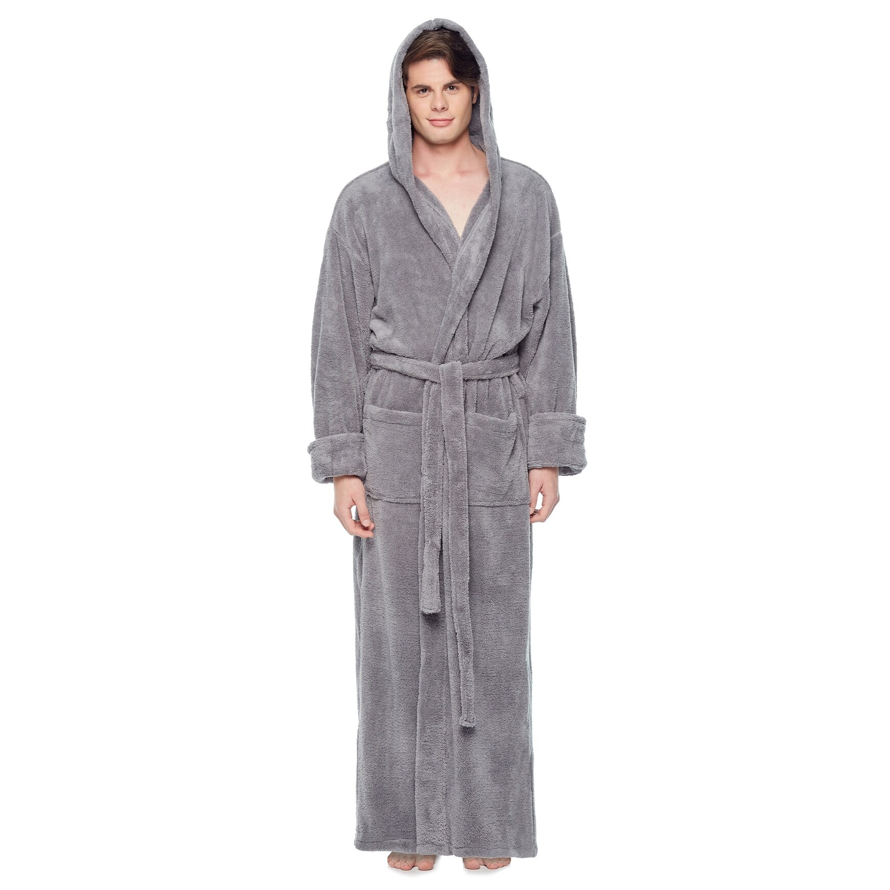 Women's Clothing Mens Super Ultra-Soft Bathrobe Spa Robe Fleece Hooded ...