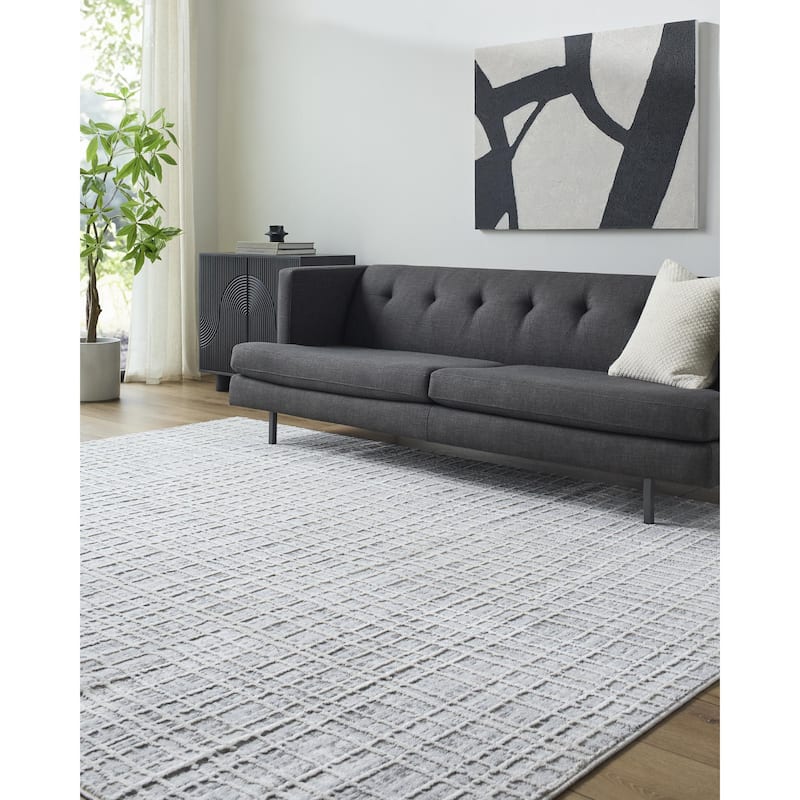 Livabliss Siyah Modern Area Rug - Slate/White - 5'3" x 7'