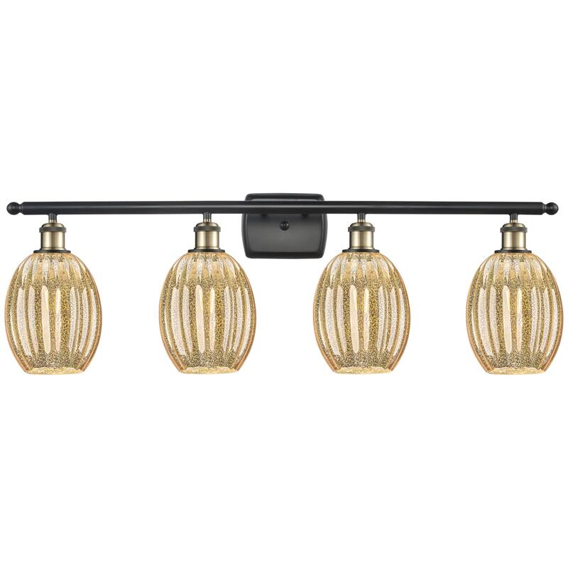 Innovations Lighting Endless Possibilities Ballston - Preston - 4 Light 36" Bulb Shade Bath Vanity Light - Mercury/Black Antique Brass