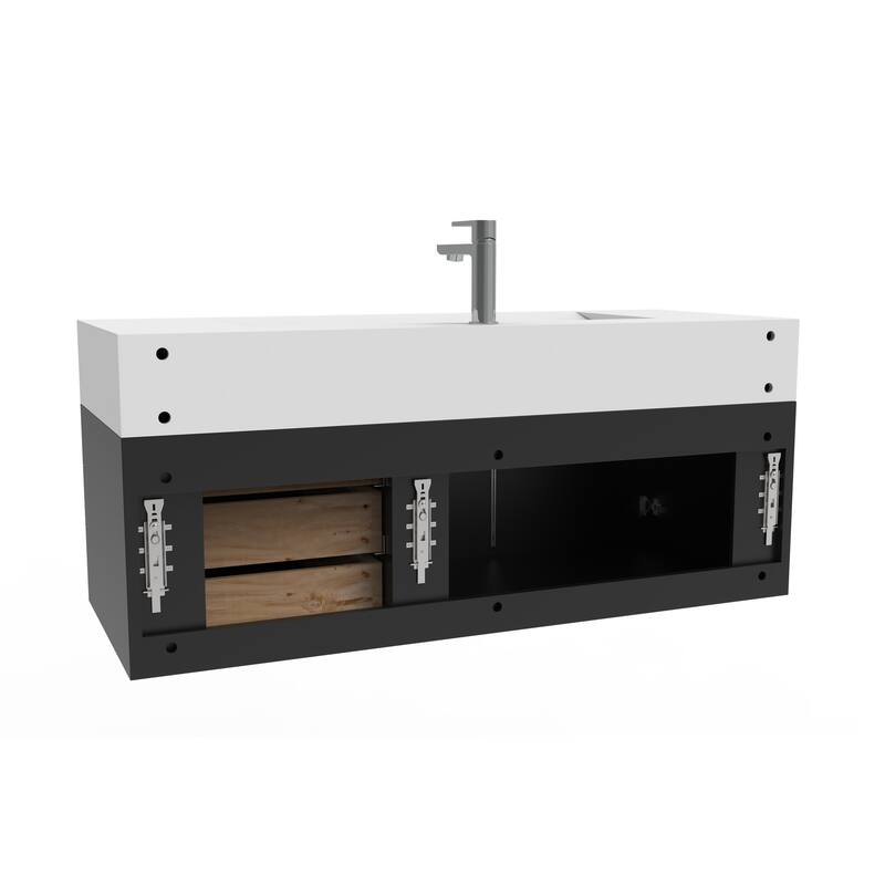 Nile 48" Wall Mounted Bathroom Vanity Set w/ White Top
