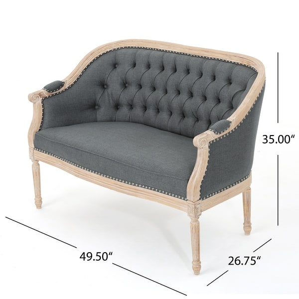 dimension image slide 2 of 6, Faye Tufted Upholstered Loveseat by Christopher Knight Home