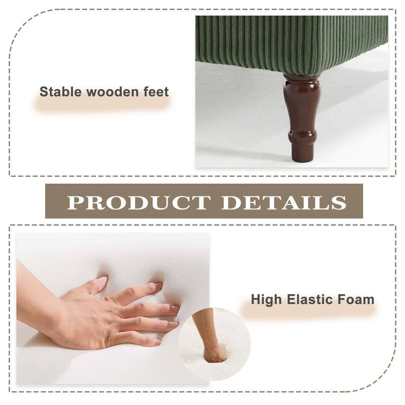 Corduroy L-shape Modular Corner Sectional Sofa with Reversible Storage Ottoman