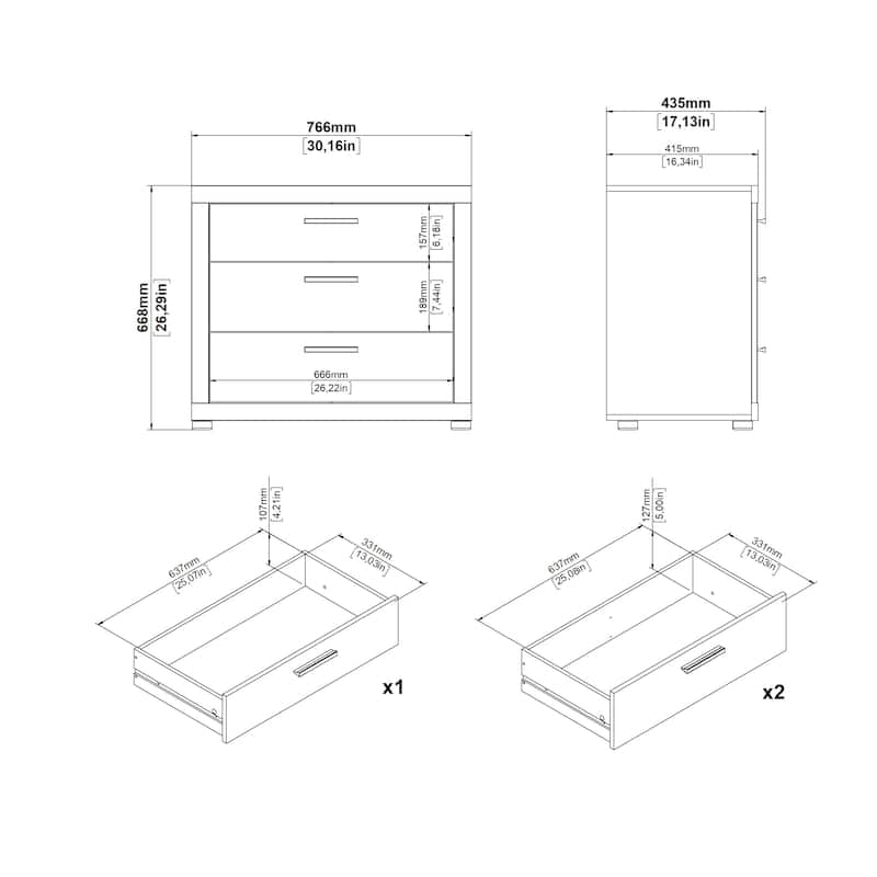 Porch & Den Mira 3-Piece Bedroom Set - Chest And Nightstand Set Of 2, Jackson Hickory