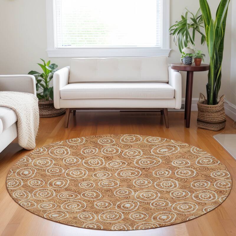 Premium Washable Super Soft Contemporary Zazzle Mayfield Rug - Terracotta - 8' x 8' - Round