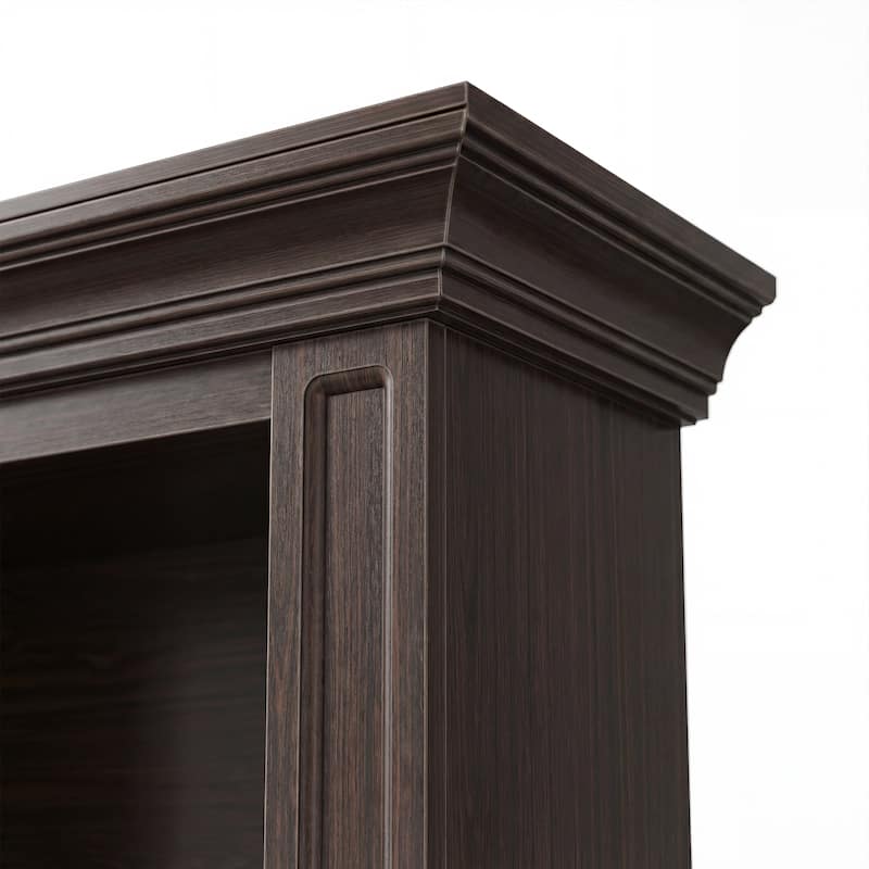 Electric Fireplace Mantel with Bookshelves, 115.5" Entertainment Center with Built-in Shelving