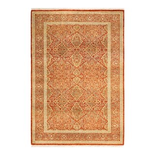 Overton One-of-a-Kind Hand-Knotted Traditional Oriental Mogul Orange Area Rug - 4' 1" x 6' 1"