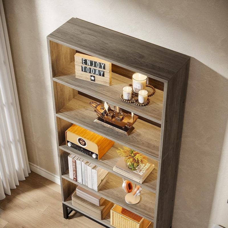 71-Inch Tall Bookcase, Heavy Duty Free-Standing Library Bookshelf with 5-Tier Shelves for Living Room