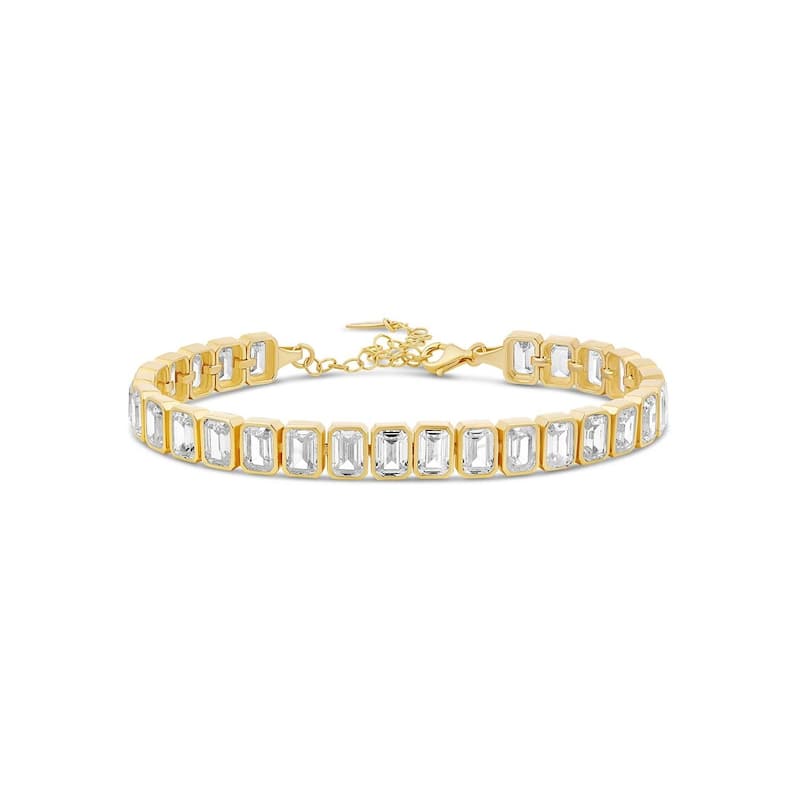 SHYMI Bezel-Set Emerald Tennis Statement Bracelet - Gold - Yellow