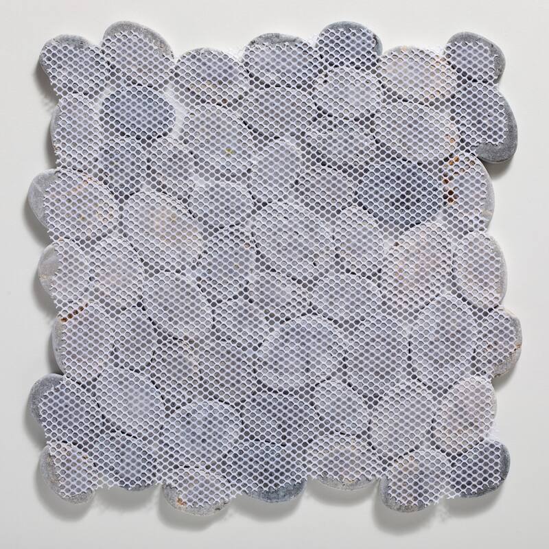 Coin Marble 11 in. x 11 in. Marble Mesh-Mounted Mosaic Wall and Floor Tile