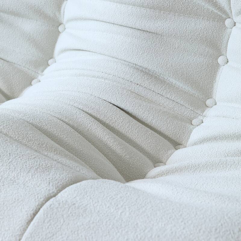 Teddy Fabric Soft Single Sofa with Ottoman