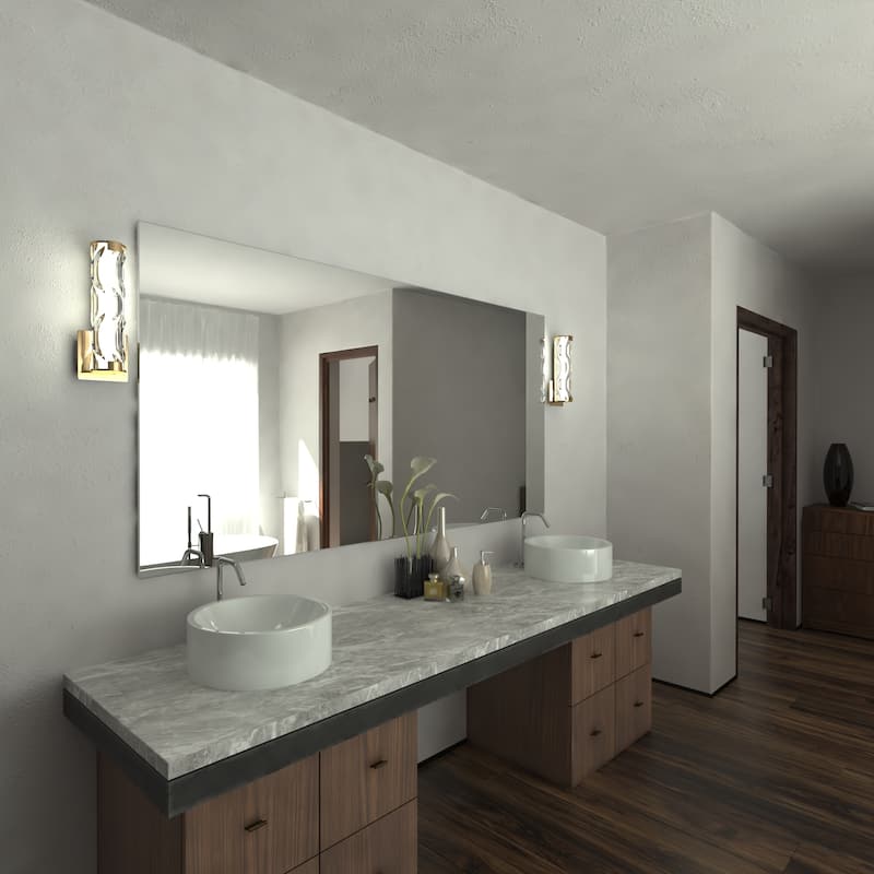 Marseille 1-Light Bathroom Vanity Lighting Fixture, Clear Wave Glass Shade, Dimmable, Integrated LED, Wall Mounted Sconce