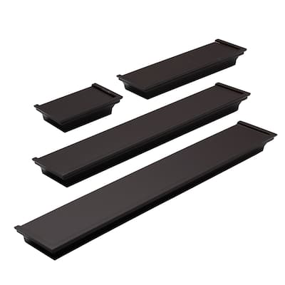 Melannco Set of 4 Espresso Wood Shelves, 24, 20, 12, 6 Inch