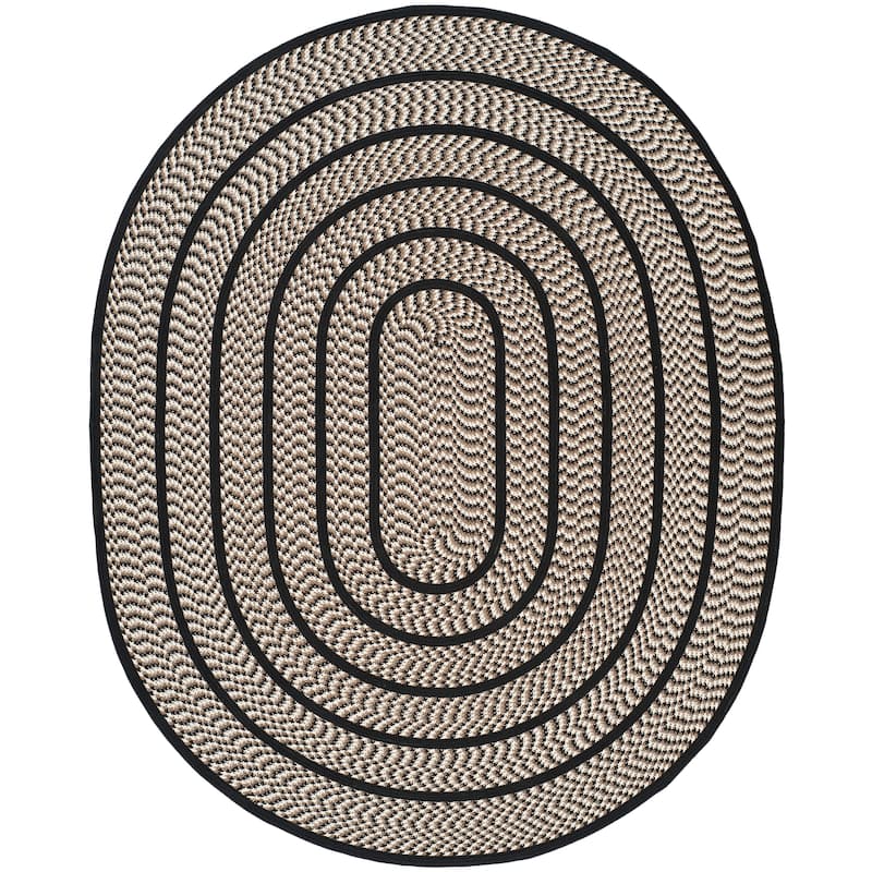 SAFAVIEH, Handmade Braided Jinela Country Rug - 8' x 10' Oval - Ivory/Black