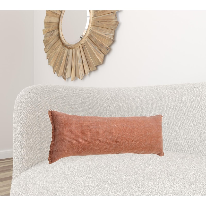 HomeRoots 14" X 36" Adobe Orange 100% Cotton Zippered Pillow