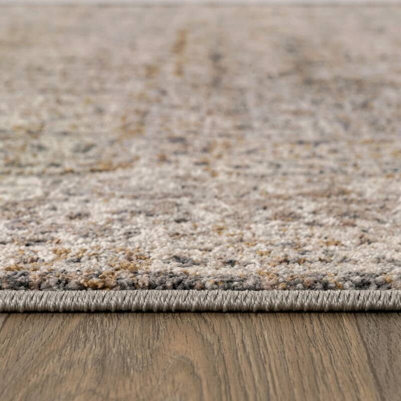 World Rug Gallery Vintage Border Stone Gray Indoor High-Low Area Rug