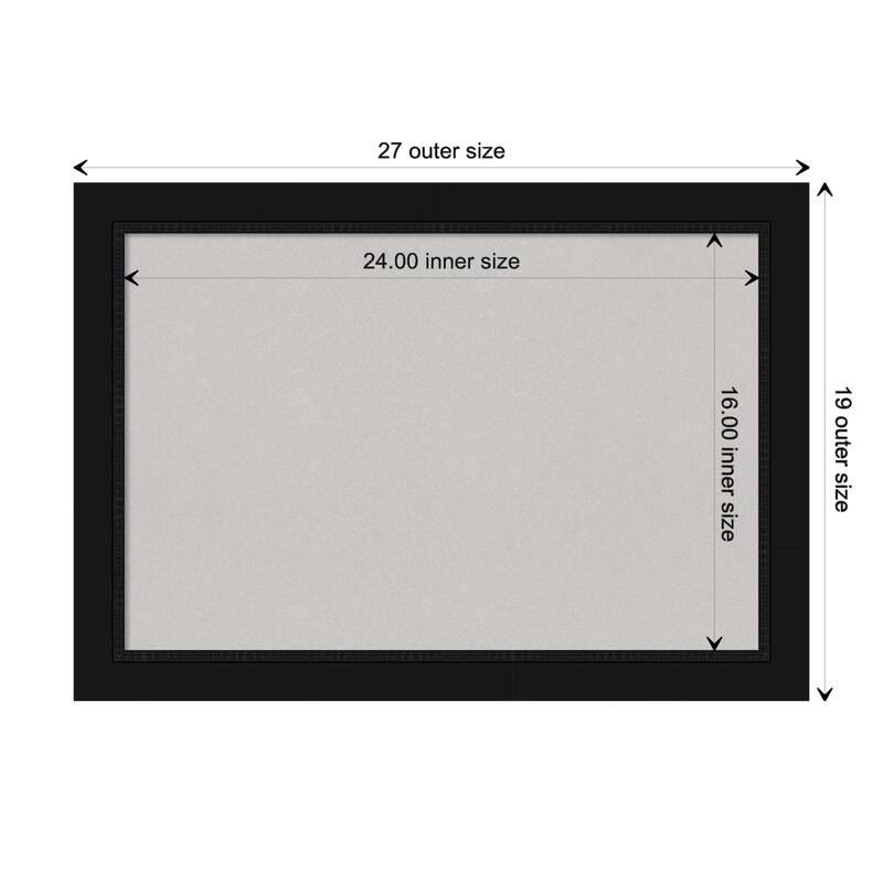 Avon Black Framed Grey Corkboard Bulletin Board, Organization Board, Pin Board - Board Size 24x16