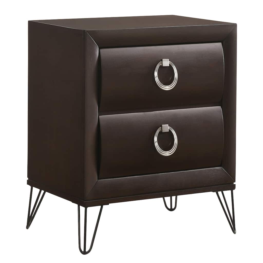 2-Drawer Nightstand with Hairpin Legs and Felt-Lined Top