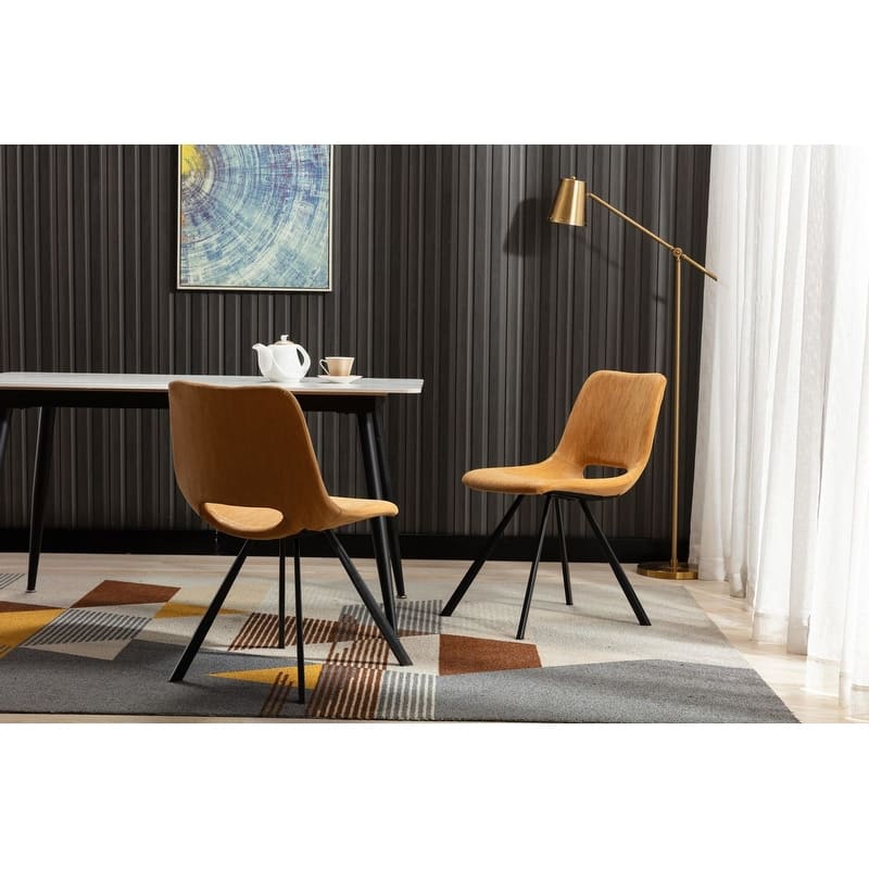 Modern Faux Leather Dining Chairs with Metal Frame (Set of 2) - 20'' H x 14.5'' W x 20'' D