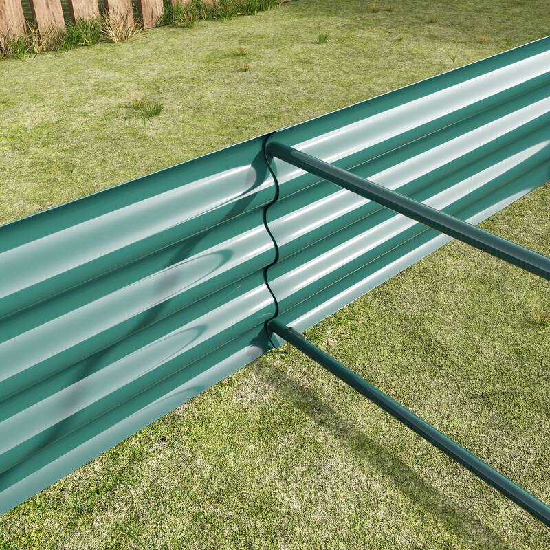 GDFStudio - Large Oval Metal Raised Garden Bed for Vegetables, Flowers, and Plants, Outdoor Backyard Planter Box