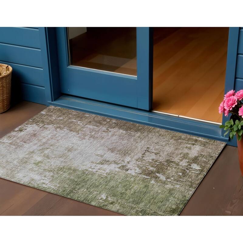 HomeRoots Abstract Transitional Rectangle Outdoor Rug - 3' x 5'