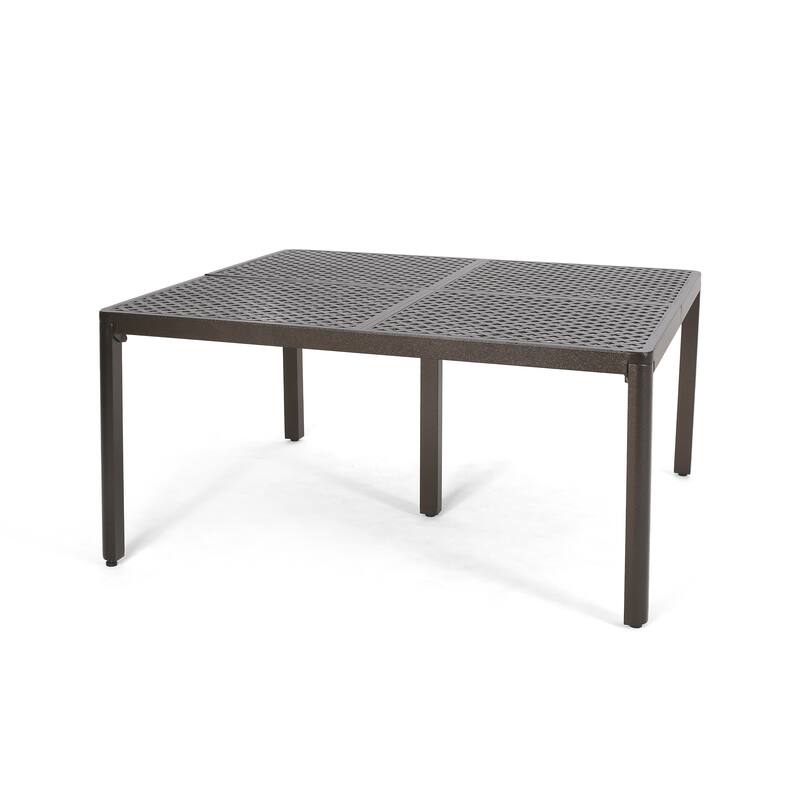Outdoor Modern Aluminum Dining Table with Woven Accents,for Dining Room, Home Office, Living Room Furniture, Easy Assembly