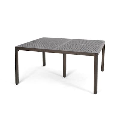 Riley Outdoor Dining Table, Glossy Black Metal Lattice, Square 61 Inch