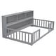 preview thumbnail 30 of 66, Wooden bed floor bed with bedside bookcase and shelves
