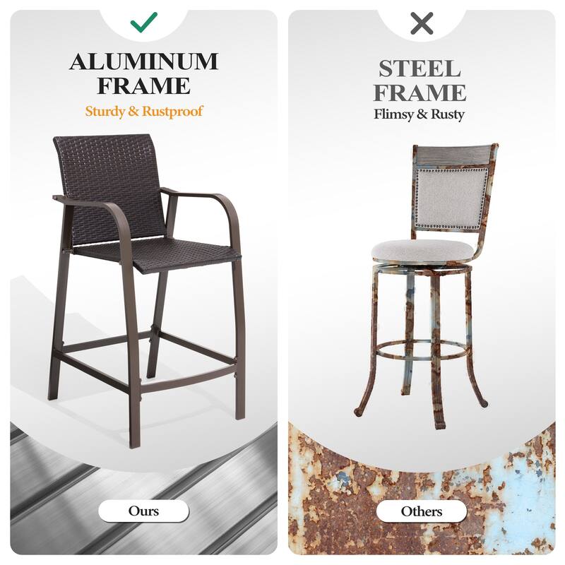 26.4"/31.9"H Height Upholstered Solid Wood Swivel Bar Stools