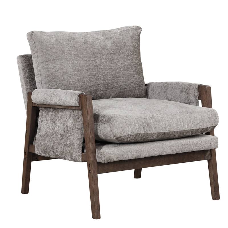 Mid-Century Velvet Living Room Accent Leisure Armchair with Solid Wood