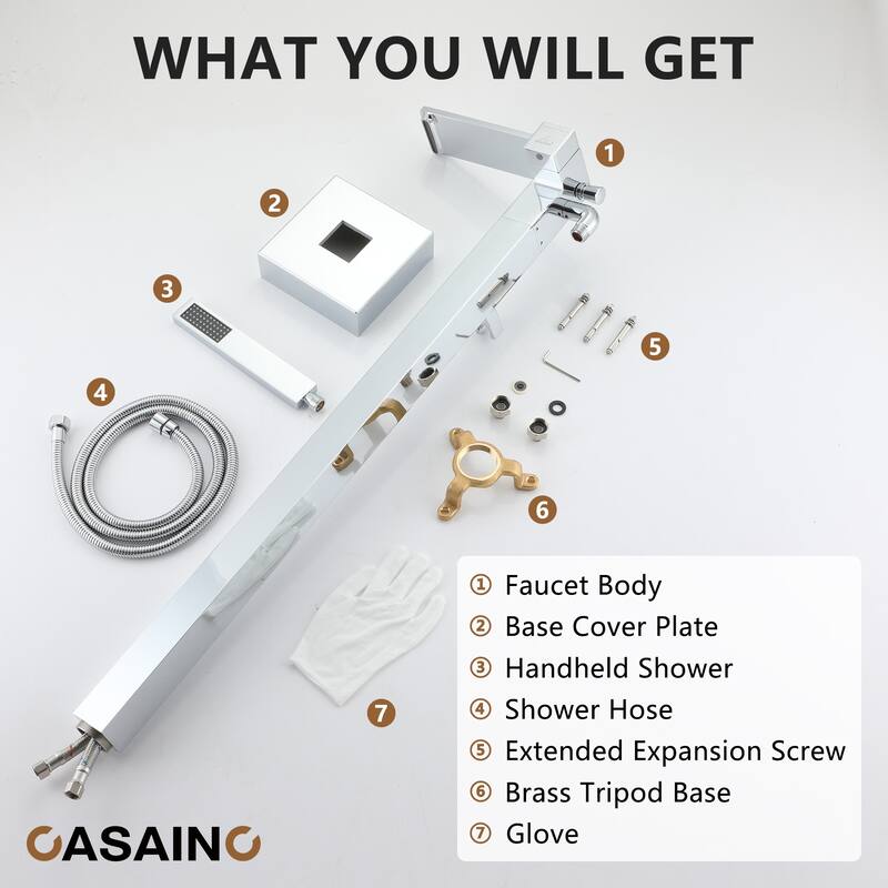 CASAINC Single-Handle Freestanding Floor-Mount Roman Tub Faucet with Hand Shower