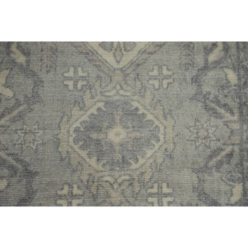 Hand-knotted Transitional Silk Carpet Grey Oushak Rug Geometric Oriental Area Rug - 7' 10'' X 4' 10''