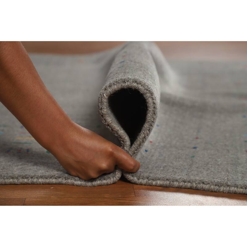 Hand Knotted Oriental 100% Wool Carpet Tribal Animal Pictorial Greys & Charcoal Gabbeh Area Rug - 8' 2'' X 5' 0''