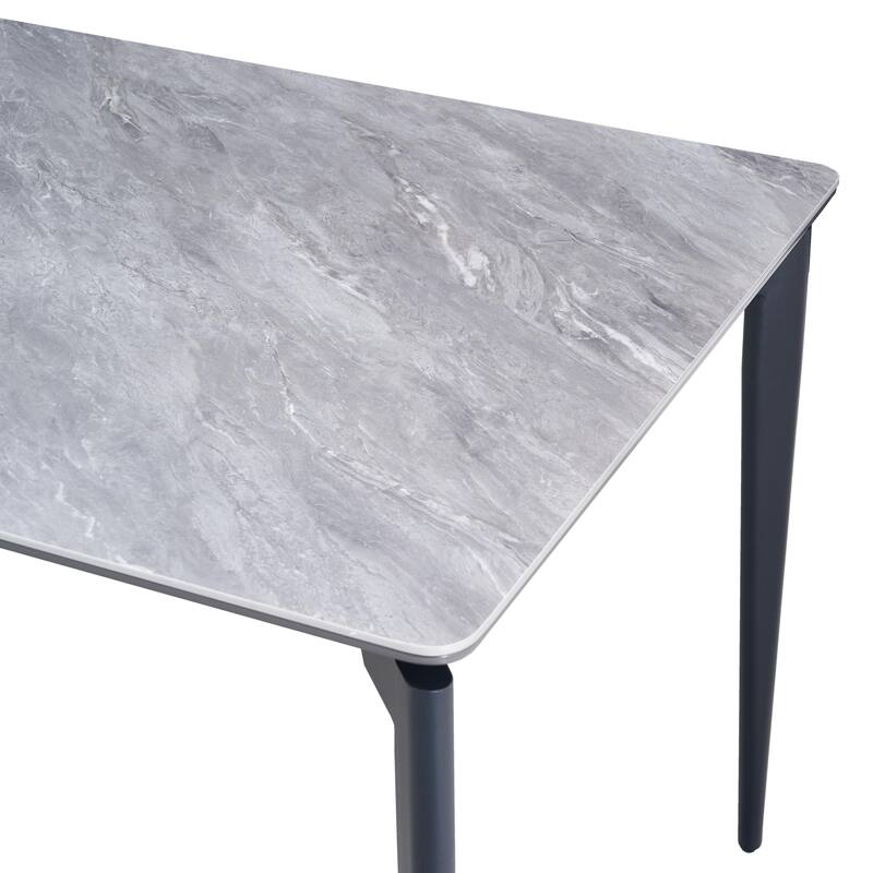Glossy Rock Table With Legs,Sintered Stone Dining Table,Family Dining Table For 6-8 People