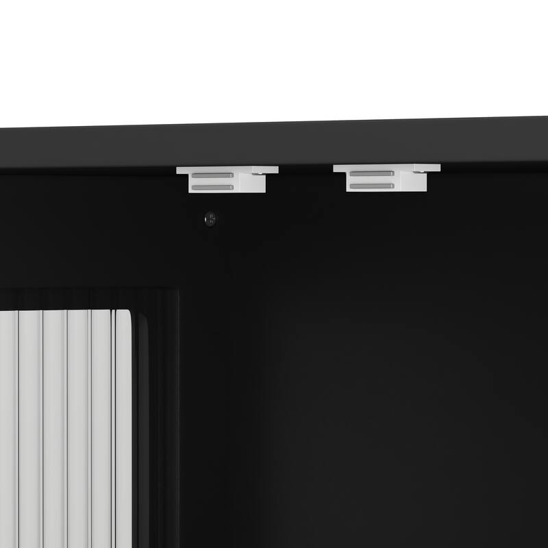 3-Door Bathroom Wall Cabinet with Glass Door, Towel Bar & Storage