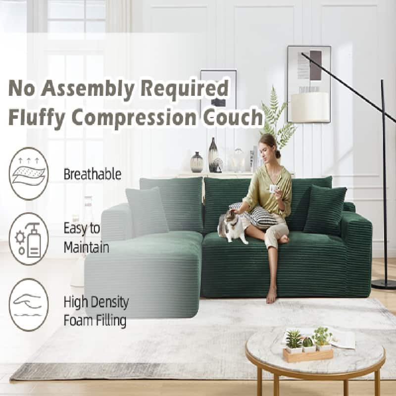 L-Shape 3-Seat Modular Sofa Memory Foam Sectional Couches with Oversized Chaise