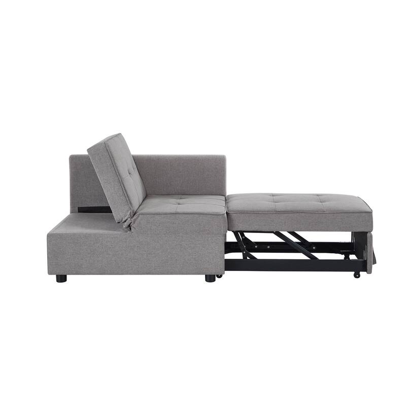 4-in-1 Sofa Bed - Convertible Recliner with Wood Frame